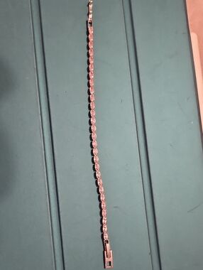 Silver Tennis Bracelet With Pink Stone And Extender- Women Jewelry